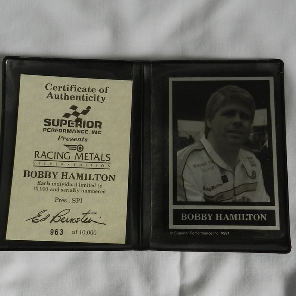 Nascar Superior Performance Racing Metal Card 1991 Silver Ed.Bobby Hamilton #963 - Picture 1 of 3